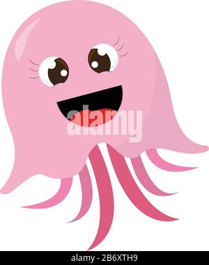 Rosa Quallen, Abbildung, Vektor auf weißem Hintergrund. Stock Vektor