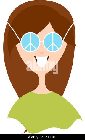 Mädchen mit Brille, Illustration, Vektor auf weißem Hintergrund. Stock Vektor