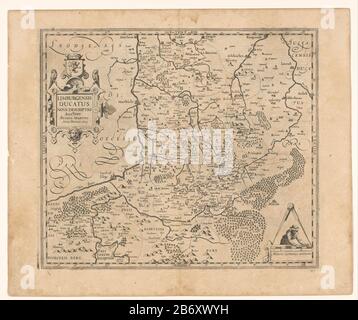 Kaart van het Hertodom Limburgensis ducatus Nova descriptio (titel op object) Karte des Duchy of Limburg-Stadt. Oben links die Titelkartusche über den Armen des Herzogthums Limburg-Stadt. Rechts eine Kartusche mit Maßstabsleiste: 2 Miliaria Germanica COMMUNIA. Die Karte wird mit einer Gradskala entlang der Kanten geliefert. Auf verso Latin tekst. Hersteller: Druckmaschine: Anonymer Kartograf: Ägidius Martini (erstes halbes 17. Jahrhundert) (denkmalgeschütztes Gebäude) Herausgeber: Jodocus Hondius (I) Herstellung: Amsterdam Datum: 1611 - 1612 Physische Merkmale: Engra; mit Text in der Briefpresse auf Fundmaterial: Papier T Stockfoto