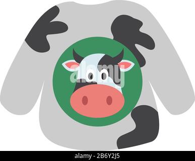 Pullover mit Kuh, Illustration, Vektor auf weißem Hintergrund. Stock Vektor