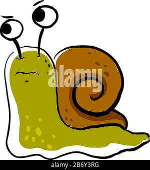 Wütende Schnecke, Illustration, Vektor auf weißem Hintergrund. Stock Vektor