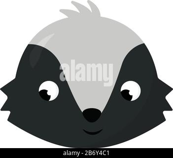 Skunk-Kopf, Abbildung, Vektor auf weißem Hintergrund. Stock Vektor