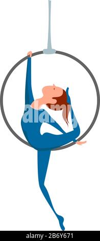 Aerialist Mädchen, Illustration, Vektor auf weißem Hintergrund. Stock Vektor