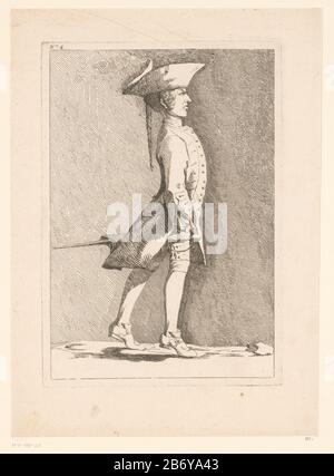 Karikatuur van een Franse soldaatKarikaturen naar J. Saly (serietitel)Recueil de caricatures dessinées Par J. Saly et Gravées par A. L. De Lalive D.J. (Serietitel) Objekttyp: Prent Serienummer: 4/17Objectnummer: RP-P-1959-225Catalogusreferentie: IFF 18e siècle 1-2(2) Aufschriften / Marken: Sammlermarke , verso, gestempelt: Lugt 2228 Sammlermarke , Verso, gestempelt: Sallugt 2760 Hersteller: Laurent Frankylille de l: France de Lmarquar is de Lance: France de l 1745 - 1779 Material: Papiertechniek: Etsen D Stockfoto