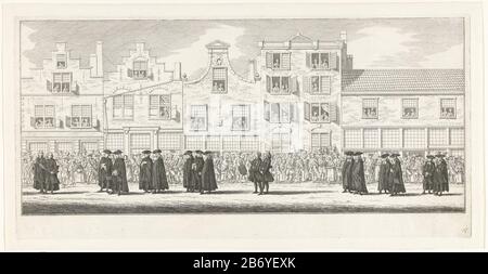 Kerkelijke en wereldlijke leiders in de lijkstoet van Anna van Hannover te Delft, 1759 Lijkstoet van prinses Anna van Hannover te Delft (serietitel) Magistrat Hague und Minister von Delft und Den Haag. Teil einer Serie von 16 Platten im Radierdruck des Trauerzugs von Delft bestattete Prinzessin Anna Hannover. Hersteller am 23. Februar 1759: Druckerhersteller Simon Fokke zum Zeichnen: Paul Constantine la FarguePlaats Herstellung: Amsterdam Datum: 1759 - 1761 Physikalische Merkmale: Radierung; Proofmaterial: Papiertechnik: Ätzmaße: Plattenkante: H 194 mm × W 395 mm Betreff: Cortege, f. Stockfoto