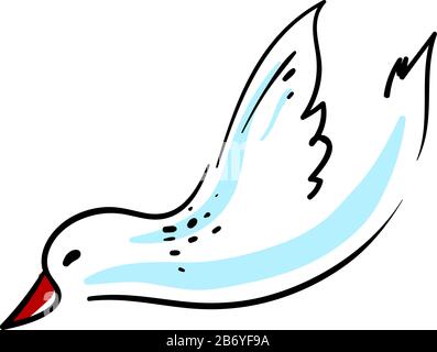 Fliegende Taube, Abbildung, Vektor auf weißem Hintergrund. Stock Vektor