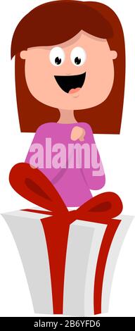 Großes Geschenk, Abbildung, Vektor auf weißem Hintergrund. Stock Vektor