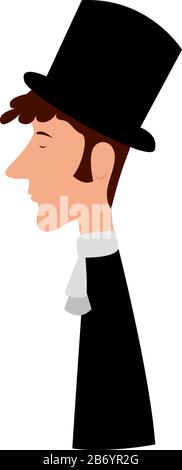 Onegin mit Hut, Illustration, Vektor auf weißem Hintergrund. Stock Vektor