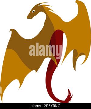 Fliegender Drache, Illustration, Vektor auf weißem Hintergrund. Stock Vektor