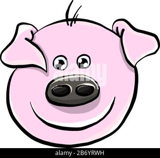 Schweine Kopf, Illustration, Vektor auf weißem Hintergrund. Stock Vektor