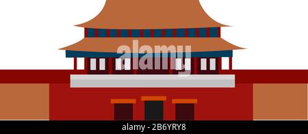 Verbotene Stadt, Abbildung, Vektor auf weißem Hintergrund. Stock Vektor