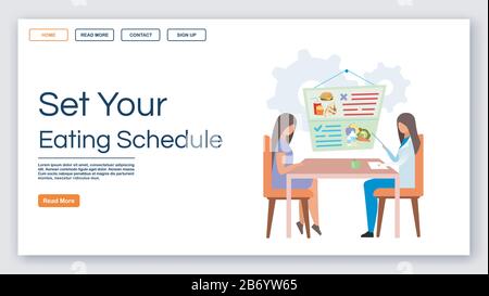 Vorlage für einen gesunden Zeitplan für die Landing-Page Stock Vektor