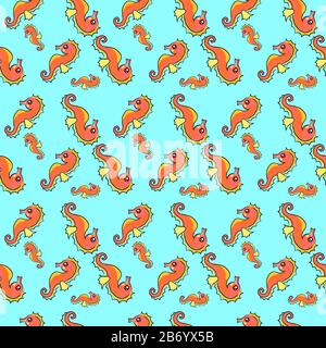 Seahorse Muster, Abbildung, Vektor auf weißem Hintergrund. Stock Vektor
