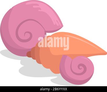 Seeschalen, Abbildung, Vektor auf weißem Hintergrund. Stock Vektor