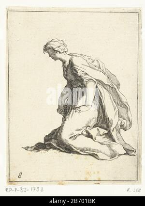 Knielende jonge vrouw 15 kleine figuren (Serientitel) Eigentumsart: Druck Seriennummer 81 / 15Objektnummer: RP-P-BI 1731Katalogogusreferentie: Hollstein Dutch 193 Roethlisberger 358 Aufschriften / Marken: Sammlermarke, VERSO, Verlag: Gestempelt: Abraham Blotdruckt: Hersteller: Frederick Blotdruckt: Hersteller: Nicolaes Visscher (II) (möglich) Ort Herstellung: Utrechter dating: Nach 1635 - 1669 Physikalische Merkmale: Fahrzeugmaterial: Papiertechnik: Engra (Druckverfahren) Abmessungen: Blatt: H 120 mm × W 90 mm Betreff: Erwachsene Stockfoto