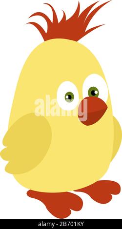 Kleiner gelber Vogel, Abbildung, Vektor auf weißem Hintergrund. Stock Vektor
