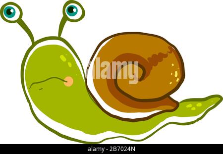 Traurige Schnecke, Illustration, Vektor auf weißem Hintergrund. Stock Vektor