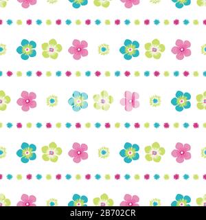 Tropischer Blume linearer geometrischer nahtloser Vektor-Muster Hintergrund. Handgezogene Reihen blühen Hintergrund. Modernes Blumendesign. Exotischer heißer Sommer Stock Vektor