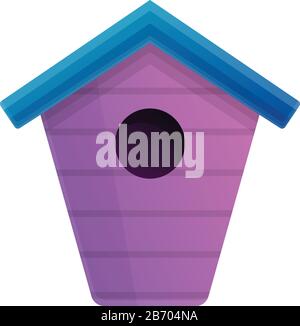 Violette Vogelhaus-Ikone. Cartoon des Vektor-Symbols des violetten Vogelhauses für Webdesign isoliert auf weißem Hintergrund Stock Vektor