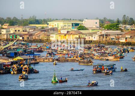 Cai Rang Floating Market, Cai Rang Disstracit, Can Tho, Mekong Delta, Vietnam Stockfoto