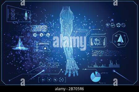 Abstrakte Technologie AI ARM Digital Artificial Intelligence Concept Machine in Human for Treatment About Health Medical Science Medicine. Beispiel Arm Stock Vektor
