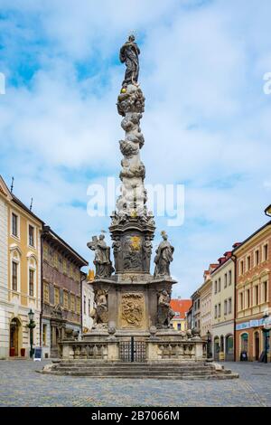 Tschechien, Mittelböhmische Region, Kutná Hora. Pestsäule (Säule Marianische und Dreifaltigkeit) Stockfoto