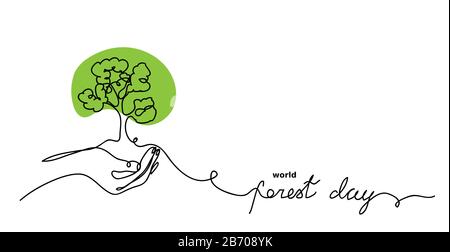 Vektorskizze für den Weltwaldtag, Hintergrund. Stock Vektor