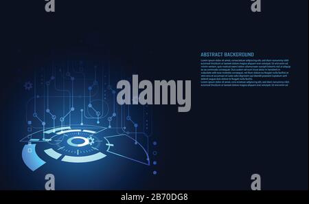 Modernes abstraktes Technologiekonzept: Digitaler Schaltkreis Kommunikation Kreis auf blauem Hintergrund und Innovation High-Tech zukünftiges Design Hintergrund, Vektor il Stock Vektor