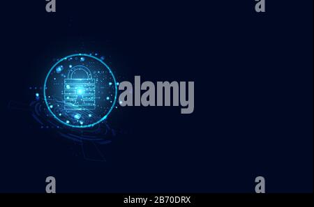 Abstraktes blaues Bild mit modernem futuristischem Hintergrund personalisierte Tastensperre Im Zusammenhang mit dem Konzept der Cyber Defence Theft Prevention Cyber Security. Stock Vektor