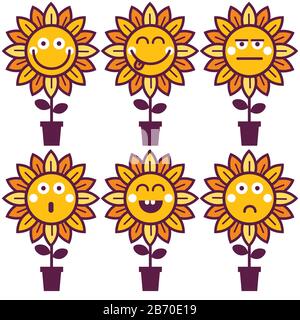 Kartensticker-Etikettensymbol Avatar-Logo-Element mit Sonnenblume Stock Vektor