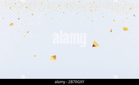 Abstrakte Hintergrundparty mit Goldglitter und Konfettischmuck. Stock Vektor
