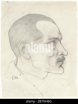 KOP van een man met snor, van opzij Kopf eines Mannes mit Schnurrbart, seitlicher Objekttyp: Zeichnung Objektnummer: RP-T 1979-140 Hersteller: Künstler: Richard Nicolaus Roland Holst Datum: 1878 - 1938 Physische Merkmale: Bleistift-Material: Bleistift-Abmessungen: H 155 mm × b 122 mm Stockfoto