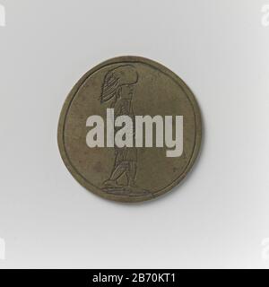 Korendragers- en -stortersgilde van Amsterdam, gildepenning van Coenraad de Ruyter Messing penning. Voorzijde: Naar rechts gewendeter Mann traf letzten op hoofd. Keerzijde: Opschrift Hersteller : anoniemPlaats Herstellung: Amsterdam dating: 1759 Material: Messing Techniek: Graveren (inkerven) Abmessungen: D 2,8 cm. × g 4,26 gr Datum: 1759-11-29 - 1759-11-29 Stockfoto