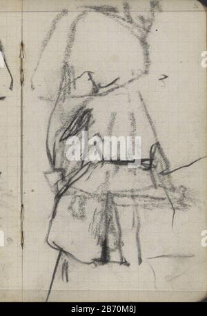 Kostumstudie, mogelijk een japon Kostüm Studie, möglicherweise ein Gown. Seite 30 eines Skizzenbuchs mit 30 in Amsterdam hergestellten Klingen. Hersteller : Künstler George Hendrik Breitner Herstellung: Amsterdam Datum: 1893 Körperliche Merkmale: Schwarzes Kreidematerial: Kariertes Papier Thema Kreide: Kleid, Kleid (+ Damenbekleidung) Stockfoto
