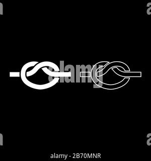 Knotenschnur geknüpfte Knotenschnur Konzept Elle Icon Outline Set Weiß Farbe Vektor Illustration flacher Stil einfaches Bild Stock Vektor