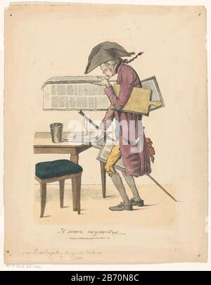 Kranten lezende man Il devore les Gazettes (titel op object) Zeitungen Lesen Manil devore lessure Gazettes (title object) Objekttyp: Bild Artikelnummer: RP-P-2015-26-1404 Aufschriften / Marken: Sammlermarke, verso, gestempelt: Lugt 2228 Sammlermarke, verstanzt: 4779 Mark, vertaut, 44780er, gestempelt: Gestempelt: Gestempelt, vertilgt, vertilgt, vertilgt, 470er, vertilgt: 'Van Hemelryck, Belgischer Tick bis ± 1820 (Alte Namensnennung.) Monogramm, Rekto, gedruckt: 'HV [...]' Beschreibung: Auf einem Tisch sitzt ein Mann mit einem langen Mantel und einem Stich auf dem Kopf. Er liest in einer Zeitung, dass er sich dem Gesicht nahe halte. Unter Stockfoto