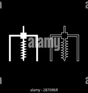 Bohrstängelbohrung für Erdminenindustrie geologisches Bohrkonzept Auger Icon Outline Set weiß Farbe Vektor Illustration flacher Stil einfaches Bild Stock Vektor