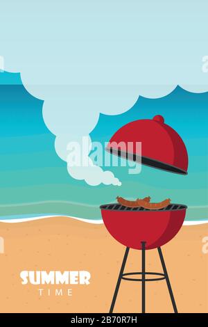 Sommerzeit Barbeque am Strand Vektorgrafiken EPS10 Stock Vektor