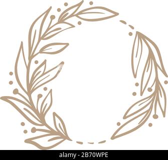 Handgezeichneter Blumenkranz. Federelement mit Vektor Blumendesign für Einladungen, Grußkarten, Scrapbooking, Poster mit Platz für Text Stock Vektor