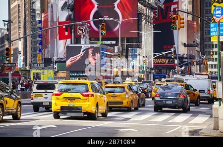 New York, USA - 29. Juni 2018: Stau am Broadway, ältesten Nord-süd-Hauptstraße in New York City. Stockfoto