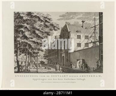 Kweekschool voor de Zeevaart te Amsterdam, Kweekschool voor de Zeevaart binnen Amsterdam (titel op object) Blick auf das Marinekolleg, das sich am äußeren von Amsterdam befindet. Der Film widmet sich William Titsingh, Initiator der Entstehung der Schule. Hersteller : Druckerhersteller Cornelis Brouwer zum Zeichnen: Jan Bulthuis Herausgeber: Hendrik Gartman (denkmalgeschütztes Gebäude) Herausgeber: Willem Vermandel (denkmalgeschütztes Gebäude) Herausgeber: Jan Willem Smit (denkmalgeschütztes Gebäude) gewidmet Willem Titsingh (denkmalgeschütztes Eigentum) Ort Herstellung: Nordniederland Datum: 1708989898989898989898989810 Stockfoto
