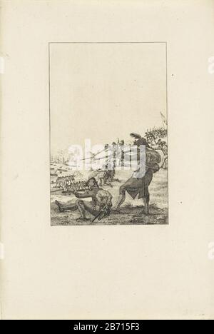 Landing van de Britten bij Callantsoog, die Landung der britischen Invasionstruppe an der Küste von Callantsoog, 27. August 1799. Von den Dünen, die die Batavischen Soldaten auf den Landingstroepen feuern. Hersteller: Druckmaschine: Reinier Vinkeles (I) bei der Gestaltung: Reinier Vinkeles (I) Herstellung: Niederlande Datum: 157-88 Physikalische Merkmale: Ätzdruck, Nachweis vor dem Briefmaterial: Papiertechnik: Ätzmaße: Plattenkante: H 247 mm × W 167 mm ToelichtingGebruikt als Illustration in: PA Loosjes. Vaderlandsche Geschichte, vervatscht die Geschichte der Vereinigten Niederlande Stockfoto