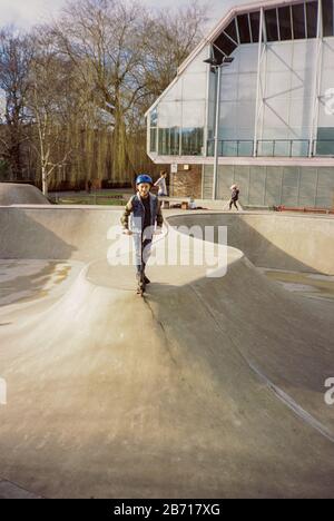 North Walls Skate Park, Winchester, Hampshire, England, Großbritannien. Stockfoto