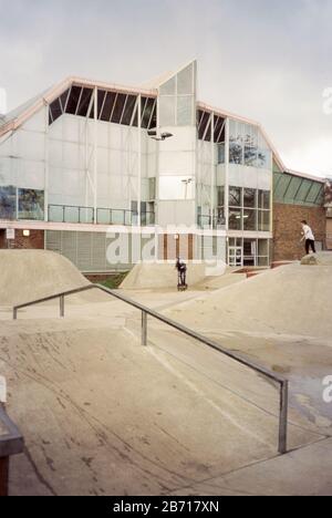 North Walls Skate Park, Winchester, Hampshire, England, Großbritannien. Stockfoto