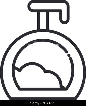 Reinigung, Spender Flüssigseife toilette Haushaltshygiene Vektor Illustration Linien-Symbol Stock Vektor