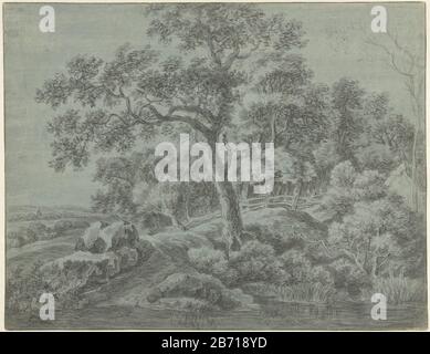 Landschap traf Bumen aan Wasserlandschaft mit Bäumen auf Wasserobjekttyp: Zeichnung Objektnummer: RP-T 00-1530 Hersteller: Künstler: Egbert von Drielst dating: 55-18315 Physikalische Merkmale: Schwarze Kreide und Bürste in Grau auf blau getöntem Papiermaterial: Präparierte Papierkreidetechnologie: Pinselmaße: H 362 mm × W 465 mm Stockfoto