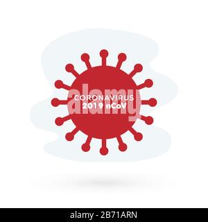 Coronavirus 2019 nCoV rotes Symbol. Konzept des Grippeausbruchs, Gesundheitsrisiko, Covid-19. Vektor-Illustration, flaches Design Stock Vektor