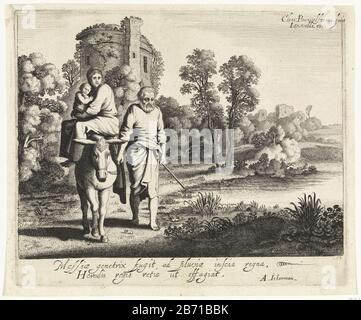 Landschap traf de vlucht naar Egypte in einer Landschaft mit Ruinen Josef führt den Esel, der Maria zeigt, die das Christuskind in ihren Armen hält. Am Rand zwei Verse in Latijn. Hersteller : Druckmaschine: Claes Pouwels Son (denkmalgeschütztes Gebäude) Herausgeber: Jan van de Velde (II) (denkmalgeschütztes Gebäude) Autor: Adrian Jekerman (denkmalgeschütztes Eigentum) Ort Herstellung: Druckmaschine: Nordniederländische Verleger: Nordniederländische Schriftsteller: Haarlem: 1615 - 1641 Physikalische Merkmale: Ätzung und Engra-Material: Papiertechnik: Ätzung/Engra-Abmessungen (Druckverfahren) Abmessungen: Plattenkante: H 172 mm × W 206 mm Motiv Stockfoto