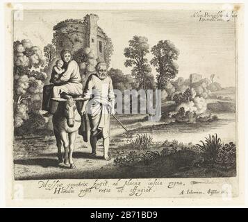 Landschap traf de vlucht naar Egypte EINE Landschaft mit Ruinen Josef führt den Esel, der Maria zeigt, die das Christuskind in ihren Armen hält. Am Rand zwei Verse in Latijn. Hersteller: Druckmaschine: Claes Pouwels Son (dem Studio zugeordnet) Herausgeber: Claes Jansz. Visscher (II) (denkmalgeschütztes Gebäude) Autor: Adrian Jekerman (denkmalgeschütztes Gebäude) Herausgeber: Jan van de Velde (II) (denkmalgeschütztes Gebäude) Ort Herstellung: Druckmaschine: Nordholländer Herausgeber: Amsterdam Autor: Haarlem Herausgeber: Nordniederland Datum: 1615 - 1652 Physikalische Merkmale: Radierung und Engra-Material: Papiertechnik: Radierung / eng Stockfoto