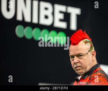 Liverpool, Großbritannien. März 2020. Professional Darts Corporation, Unibet Premier League Liverpool; Peter Wright zieht eine Gesichtskredit: Action Plus Sports Images/Alamy Live News Stockfoto